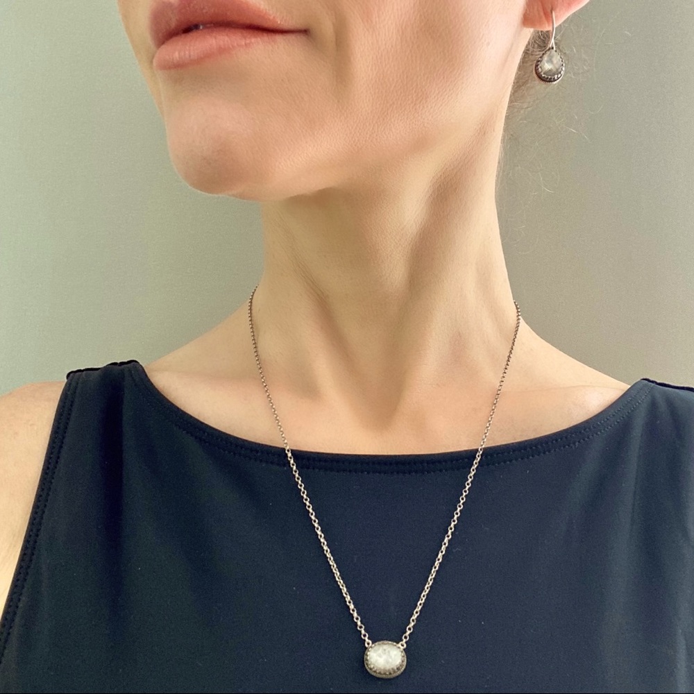 NOT FOR SALE 925 silver and natural white opal necklace and earring set